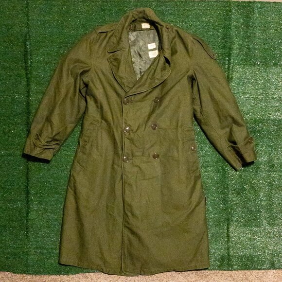 VINTAGE US ARMY OG-107 OVERCOAT MENS MILITARY JACKET HUNTER GREEN SIZE MEDIUM - Picture 5 of 9